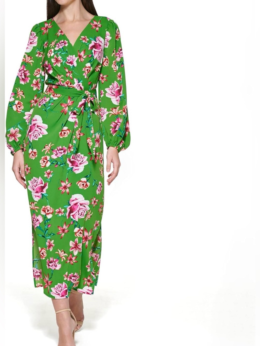 KENSIE Floral Green Maxi Dress